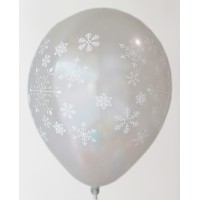 Silver Snow Flakes Printed Balloons
